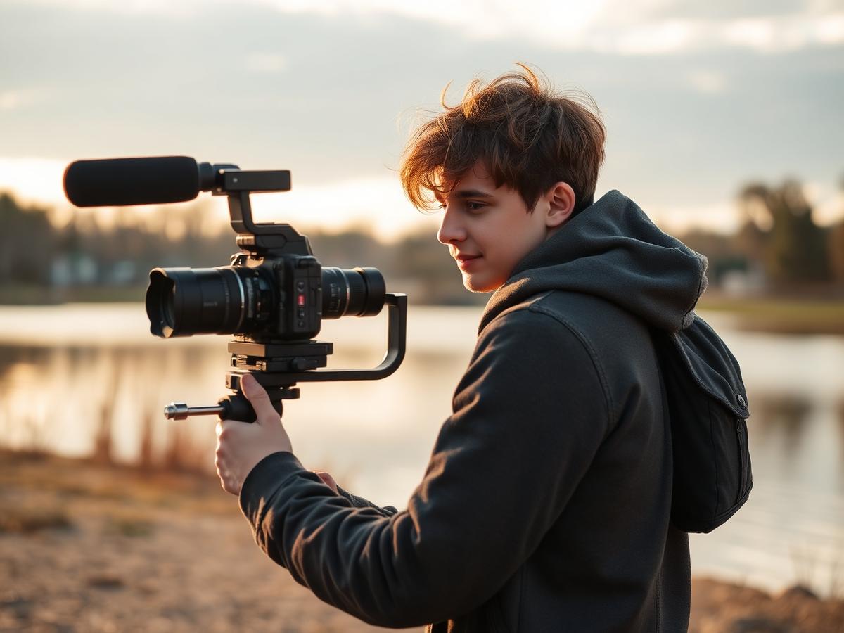 Contentcreatie met cinemacamera op locatie bij een recreatiepark
